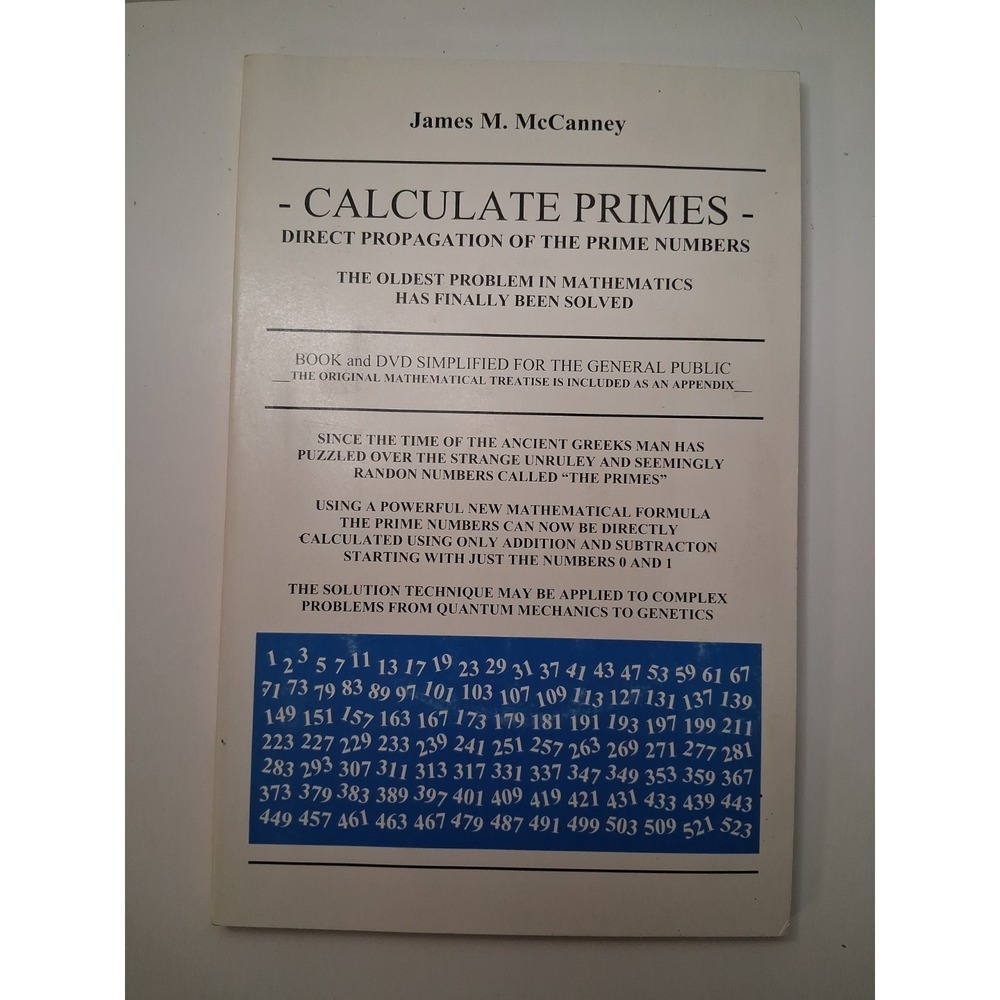 Calculate Primes-Direct Propagation of The Prime Numbers James M. McCanney w DVD